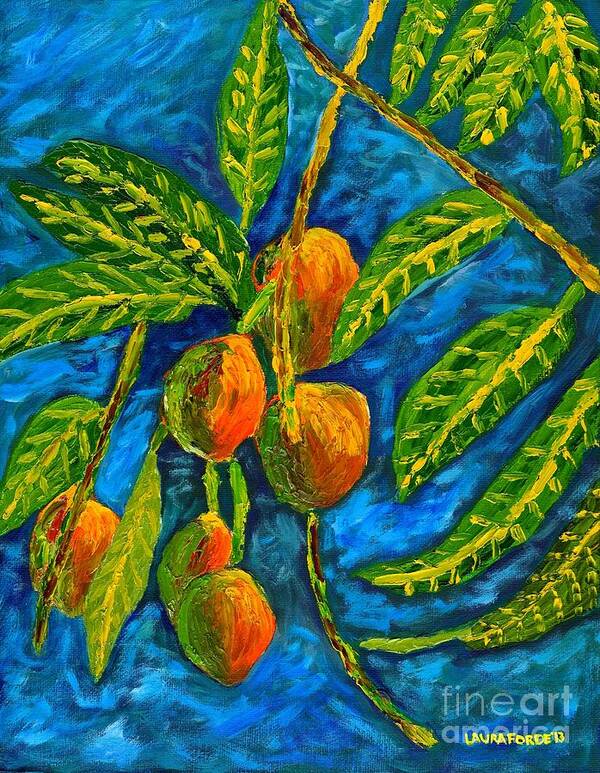 Mangoes Poster featuring the painting Mangoes Delight by Laura Forde