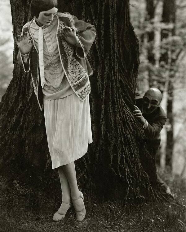 Personality Poster featuring the photograph Marion Morehouse With A Man Behind A Tree by Edward Steichen
