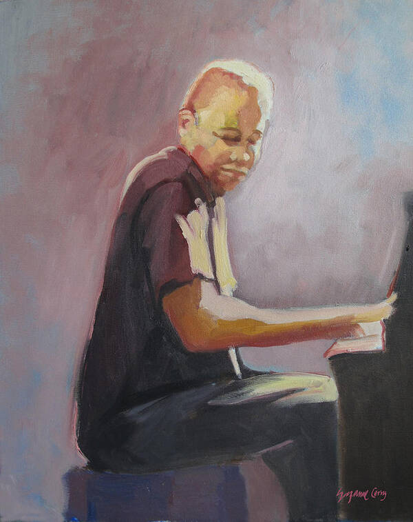 Pianist Poster featuring the painting Matthew Shipp New York pianist by Suzanne Giuriati Cerny