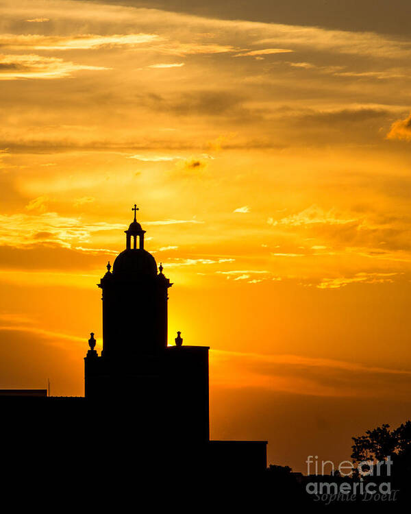 Fountain Square Poster featuring the photograph Meditative Sunset by Sophie Doell