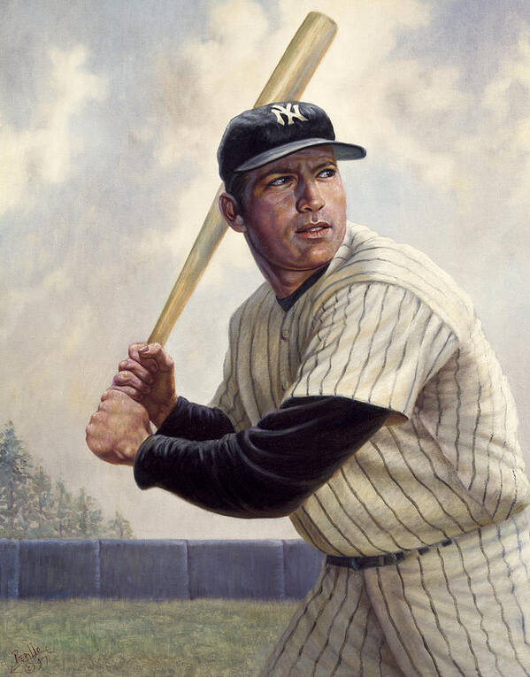 Gregory Perillo Poster featuring the painting Mickey Mantle by Gregory Perillo