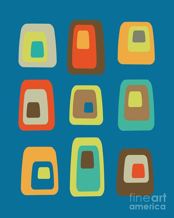 Abstract Poster featuring the digital art Mid Century Modern Oblongs by Donna Mibus
