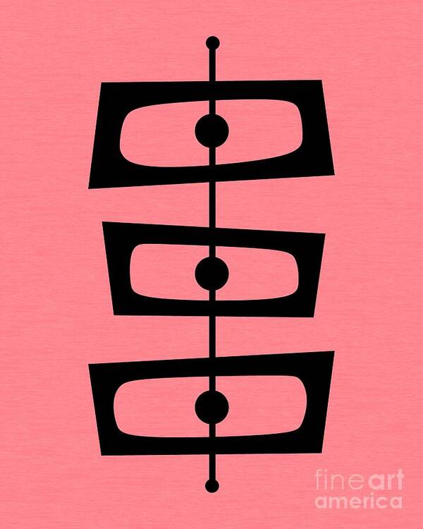 Pink Poster featuring the digital art Mid Century Shapes on Pink by Donna Mibus