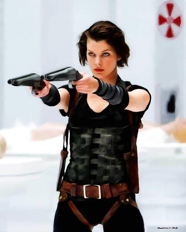 Milla Jovovich Poster featuring the digital art Milla Jovovich @ Resident Evil by Gabriel T Toro