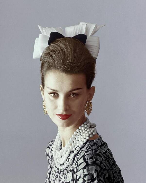 Fashion Poster featuring the photograph Model Wearing A Hat With A Bow by Jerry Schatzberg