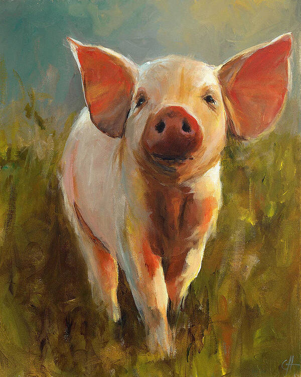 Pig Poster featuring the painting Morning Pig by Cari Humphry