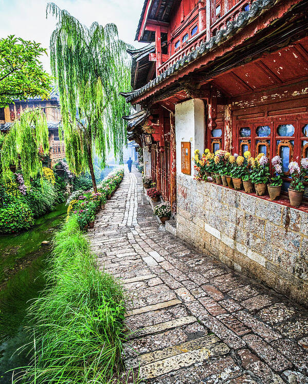 Chinese Culture Poster featuring the photograph Morning Street, Lijiang, Yunnan China by Feng Wei Photography