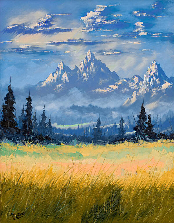Mountain Poster featuring the painting Mountain Valley by Richard Faulkner