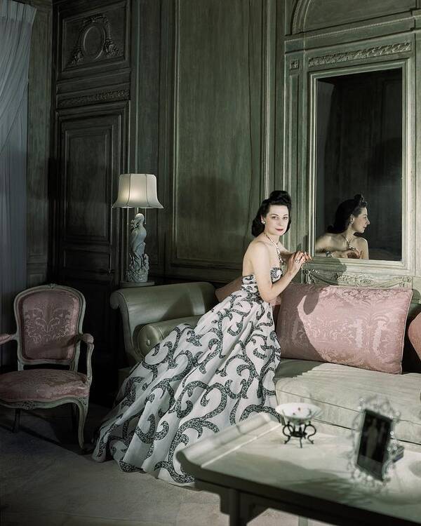 At Home Poster featuring the photograph Mrs. Byron C. Foy Wearing A Dress by Horst P. Horst