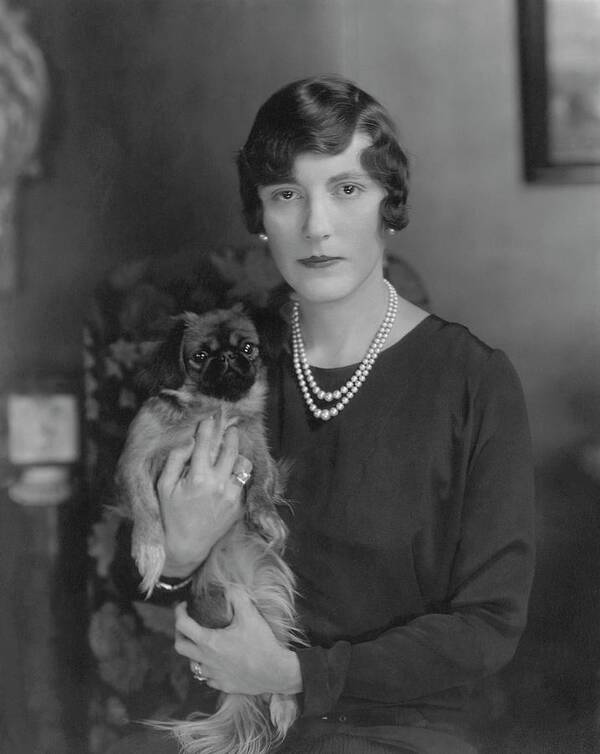 Society Poster featuring the photograph Mrs. Gordon Douglas With Her Pet Dog by Edward Steichen
