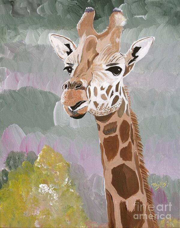 Giraffe Poster featuring the painting My Favorite Giraffe by Phyllis Kaltenbach