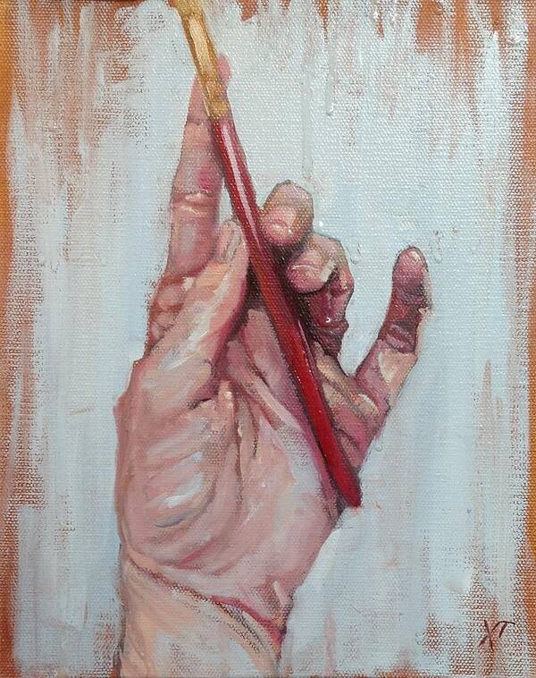 Hand Poster featuring the painting My Hand by Christy Sawyer
