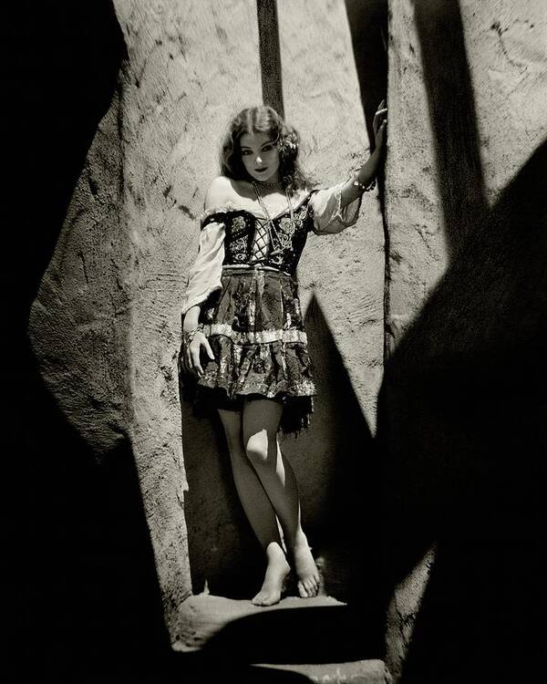 Actress Poster featuring the photograph Myrna Loy In A Cave by Nickolas Muray