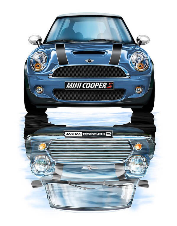 Bmw Poster featuring the digital art New BMW Mini Cooper S Blue by David Kyte