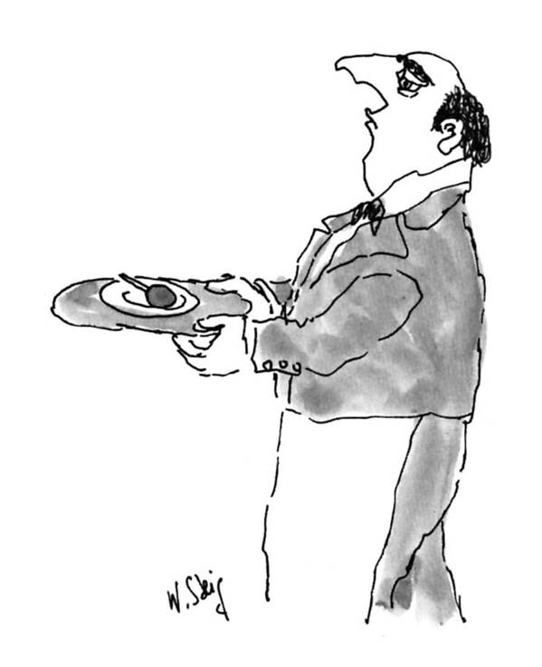 Waiter Poster featuring the drawing New Yorker March 2nd, 1992 by William Steig