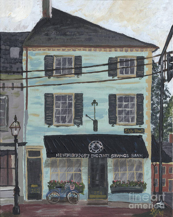 #americana Poster featuring the painting Newburyport Five Cents Savings Bank by Francois Lamothe