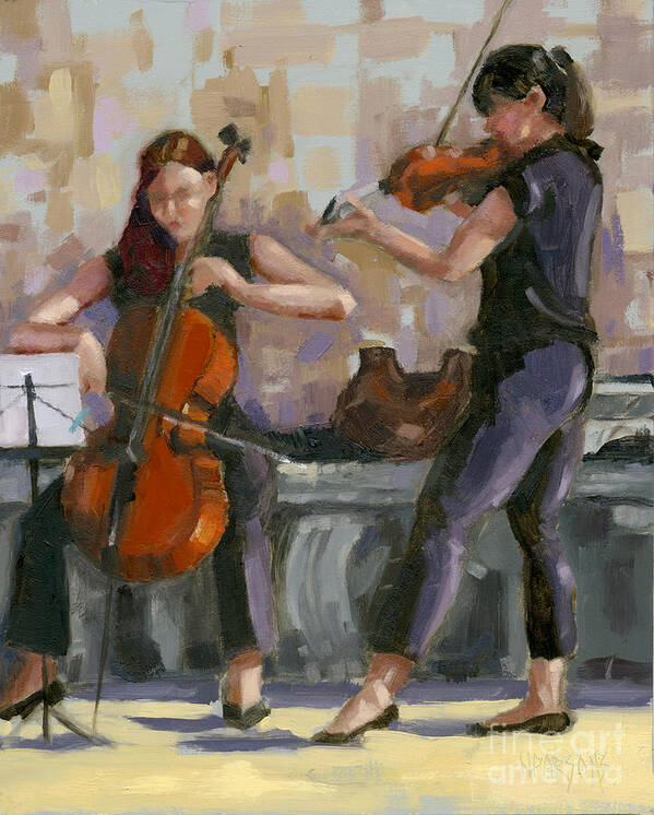  Cello Poster featuring the painting SOLD No. 1 Trio in Triptych by Nancy Parsons