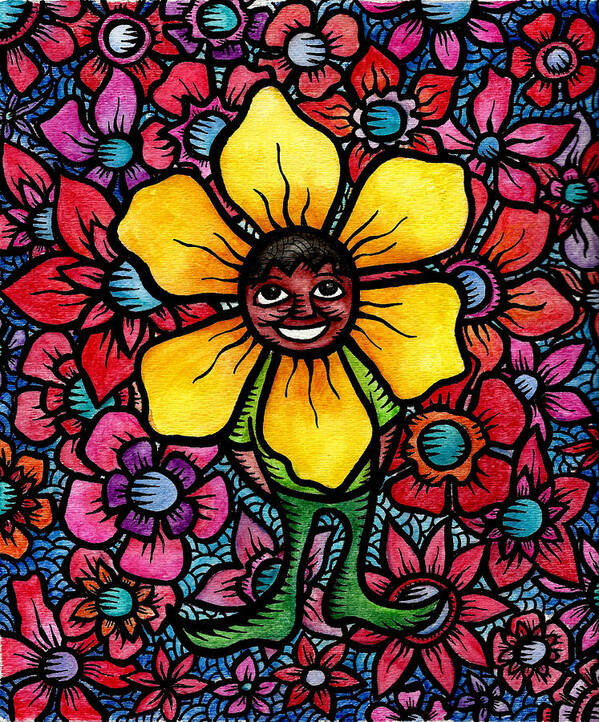 Bullying Poster featuring the painting Of Petals and Hope Sonny Sunflower Triumphs Over Bullying by Marconi Calindas