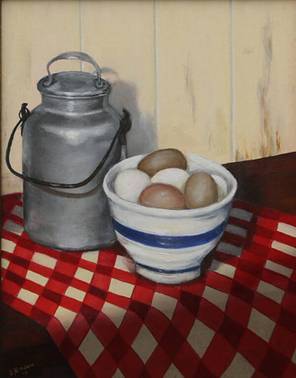 Eggs Poster featuring the painting Old Fashioned Breakfast by Sandra Nardone