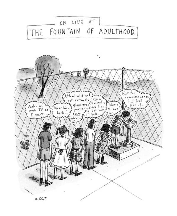 On Line At The Fountain Of Adulthood

(children Line Up At Drinking Fountain Poster featuring the drawing On Line At The Fountain Of Adulthood:
Watch by Roz Chast