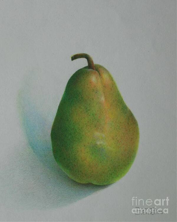 Pear Poster featuring the painting One of a Pear by Pamela Clements