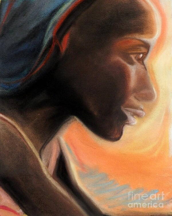 Young Black Women Poster featuring the pastel Opus by Barbara Leigh Art