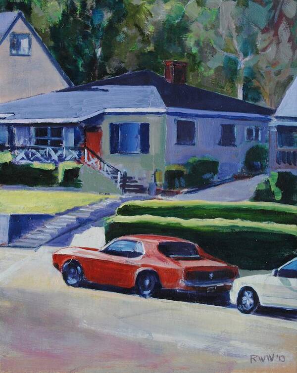 Highland Park Poster featuring the painting Orange Mustang by Richard Willson