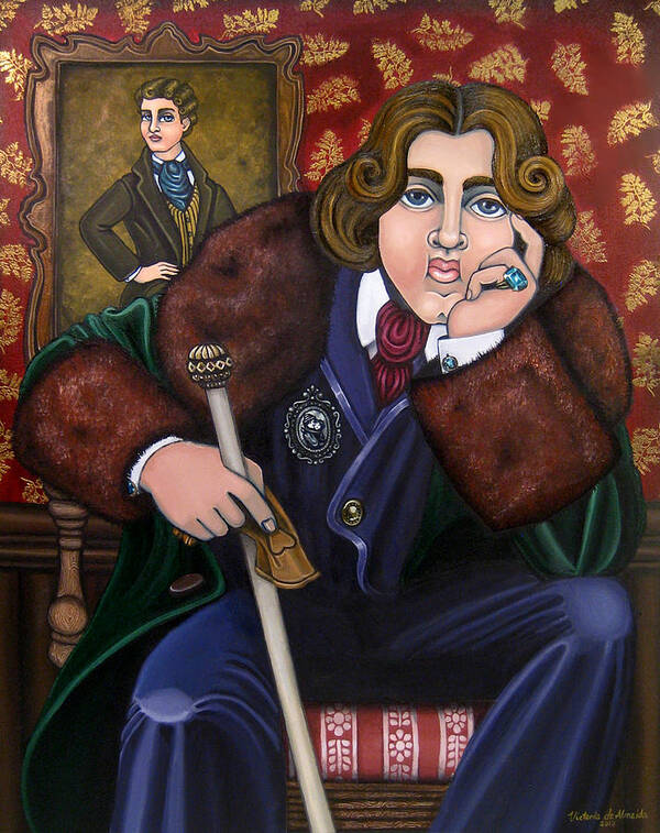 Hispanic Art Poster featuring the painting Oscar Wilde and the Picture of Dorian Gray by Victoria De Almeida