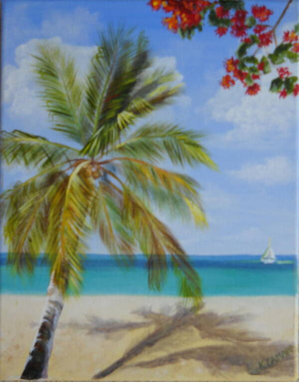 Seascape Poster featuring the painting Palm Beach by Kathie Camara