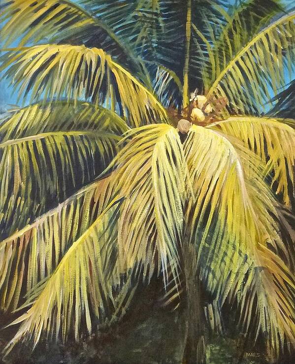 Palm Tree Poster featuring the painting Palm by the old Casa by Walt Maes