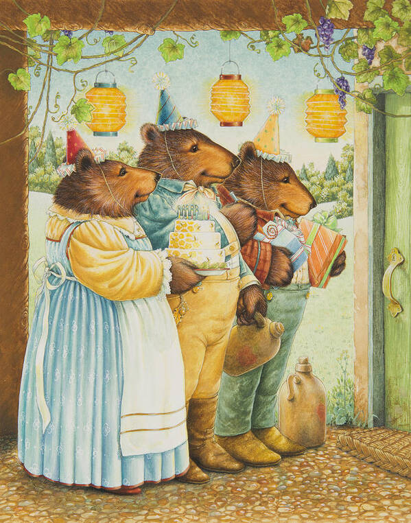 Birthday Poster featuring the painting Party Bears by Lynn Bywaters