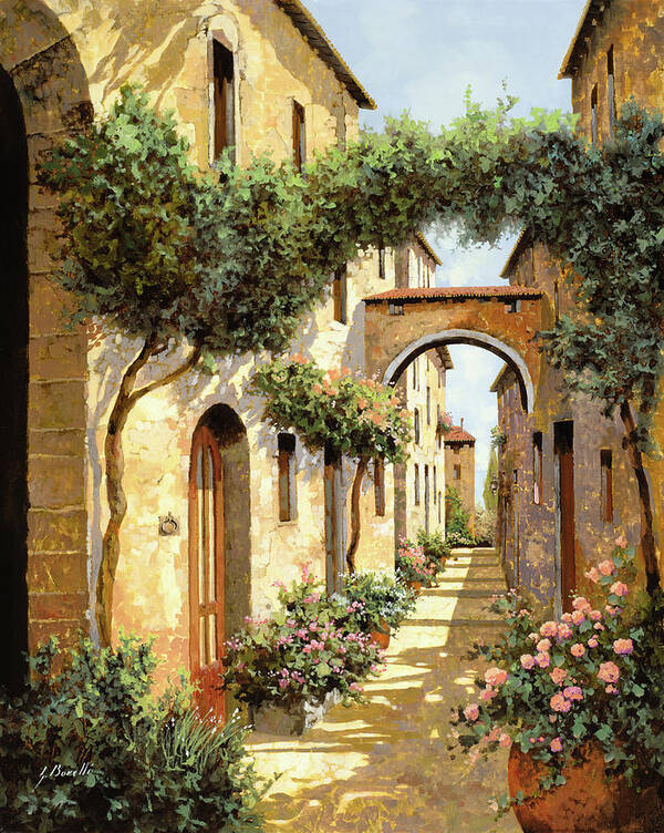 Landscape Poster featuring the painting Passando Sotto L'arco by Guido Borelli