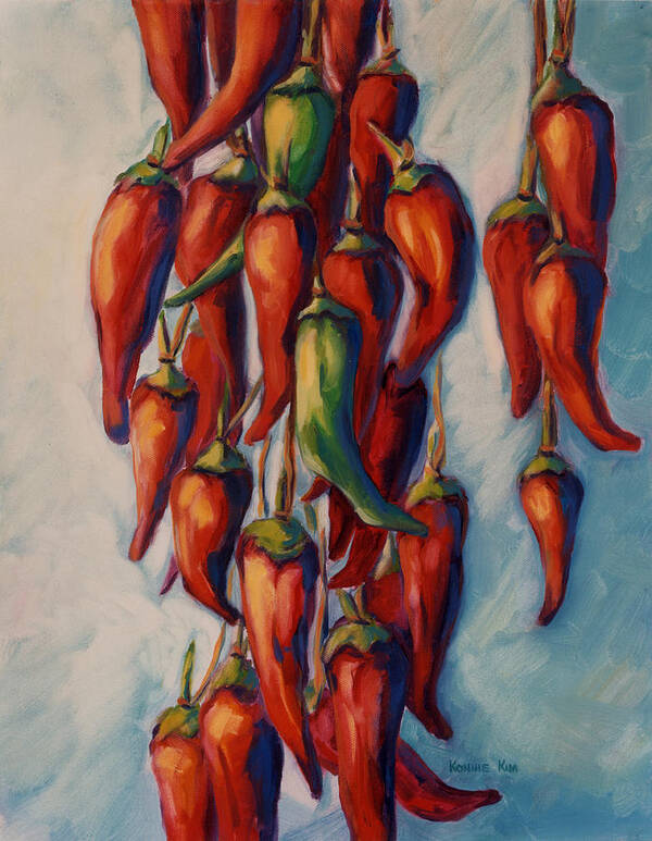 Chili Poster featuring the painting Peppers by Konnie Kim