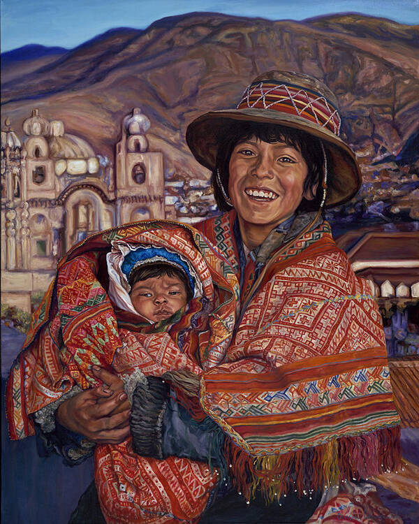 Peru Poster featuring the painting Peruvian Joy by Christine Lytwynczuk