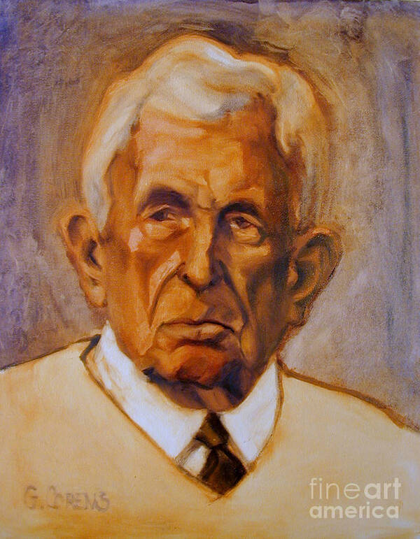 Greta Corens Art Poster featuring the painting Portrait of an older man by Greta Corens