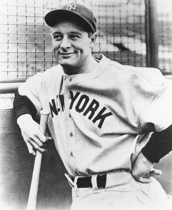 1 Person Poster featuring the photograph Portrait of Lou Gehrig by Underwood Archives