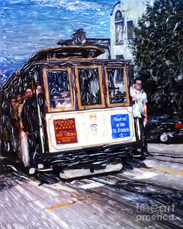 Powell And Market Cable Car Poster featuring the mixed media Powell And Market Cable Car by Glenn McNary
