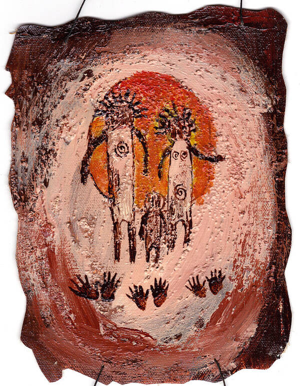 Cave Art Poster featuring the painting Prehistoric Family by Shelley Bain