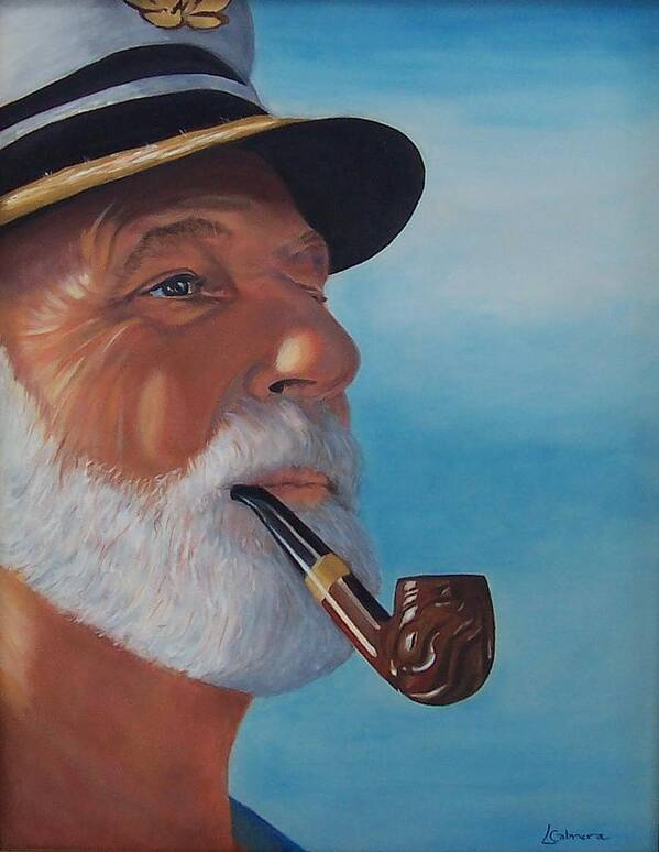 Portrait Poster featuring the painting Pride of Sea Captain by Linda Cabrera