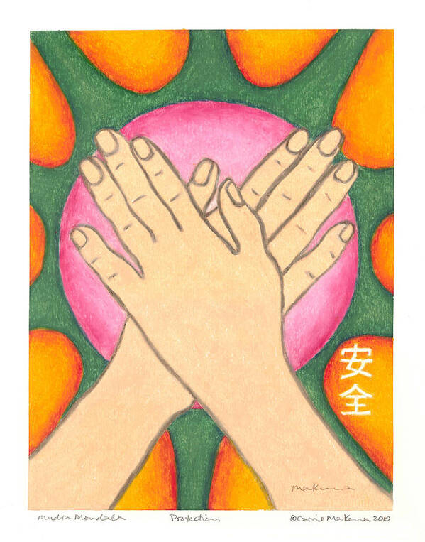 Buddha Poster featuring the painting Protection - Mudra Mandala by Carrie MaKenna