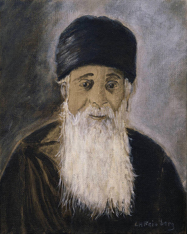 Sepia Poster featuring the painting Rabbi Y'Shia by Linda Feinberg