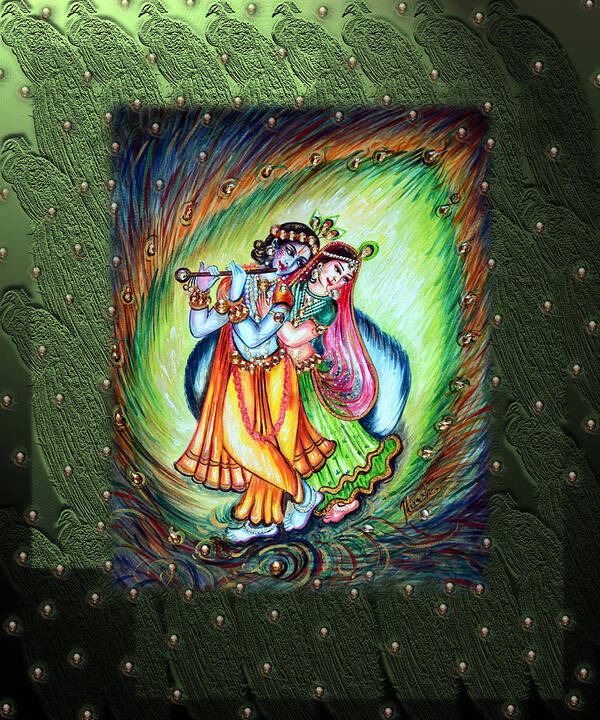 Krishna Poster featuring the painting Radha Krishna by Harsh Malik