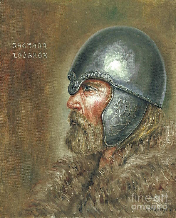 Viking Poster featuring the painting Ragnar Lodbrok by Arturas Slapsys