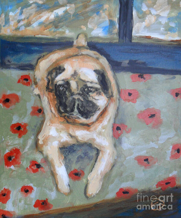 Pug Poster featuring the painting Reclining Pug by Kip Decker