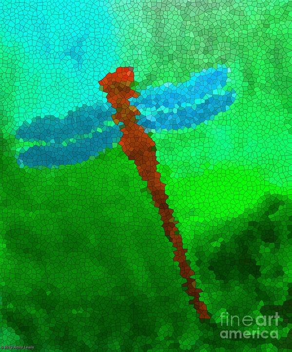 Painting Poster featuring the digital art Red Dragonfly by Anita Lewis