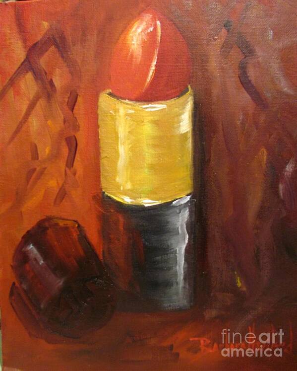 Lipstick Poster featuring the painting Red Lipstick by Barbara Haviland by Barbara Haviland
