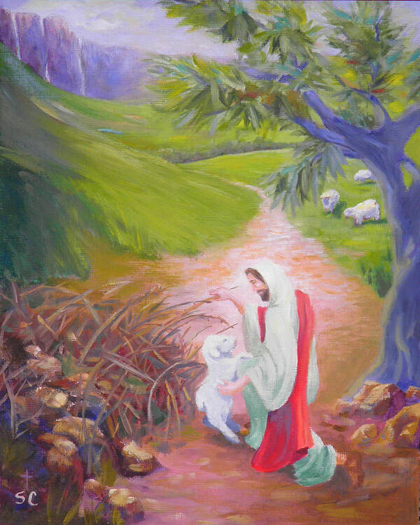 Jesus Poster featuring the painting Rescued by Sharon Casavant
