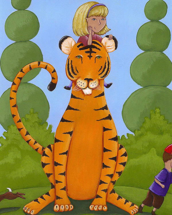 Tiger Poster featuring the painting Riding a Tiger by Christy Beckwith