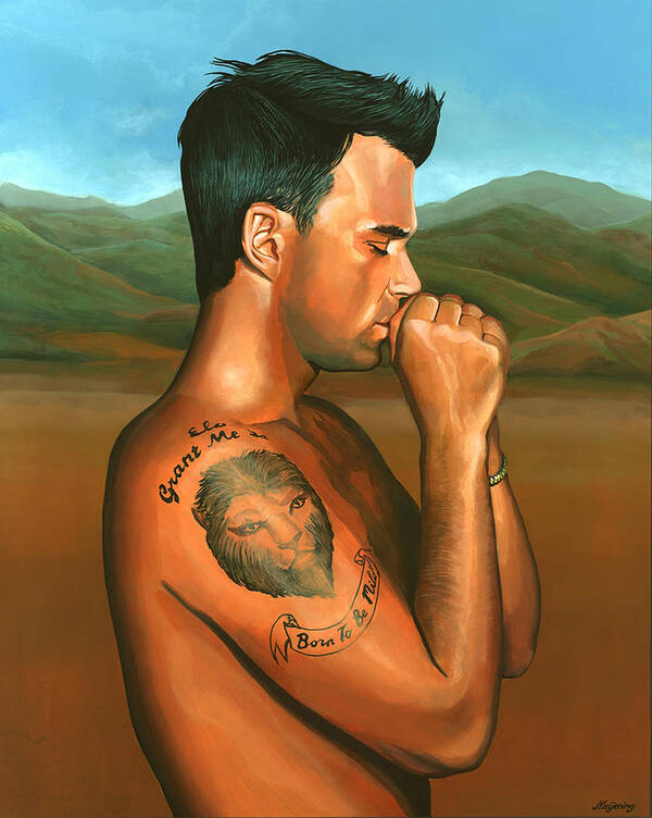 Robbie Williams Poster featuring the painting Robbie Williams 2 by Paul Meijering