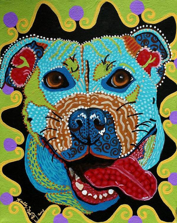 Dog Poster featuring the painting Joyful Pup from Krelly Art by Kelly Nicodemus-Miller